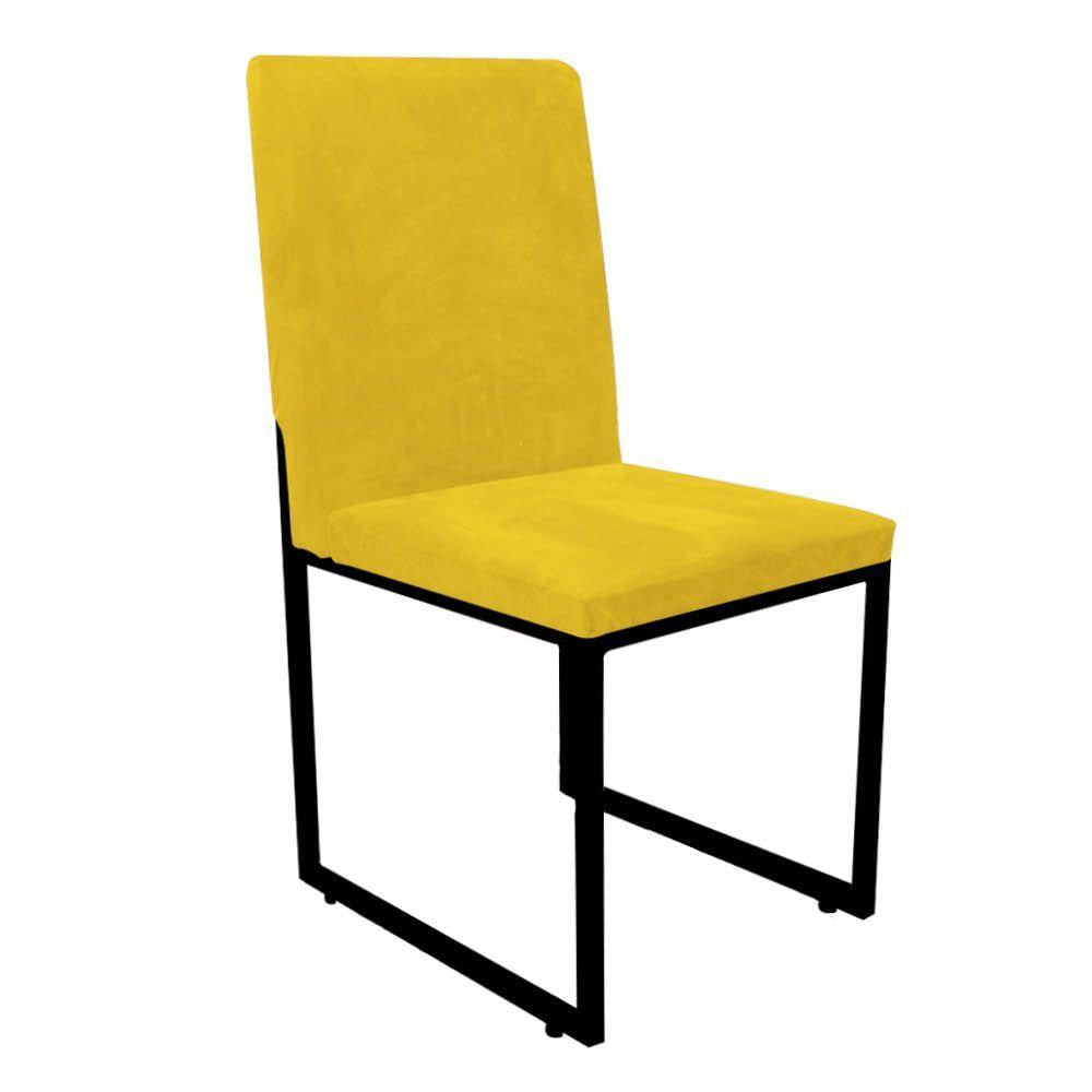 Miniatura Cadeira De Jantar Office Sttan Industrial Escritório Sala Ferro Preto Sintético Amarelo - Amey Decor
