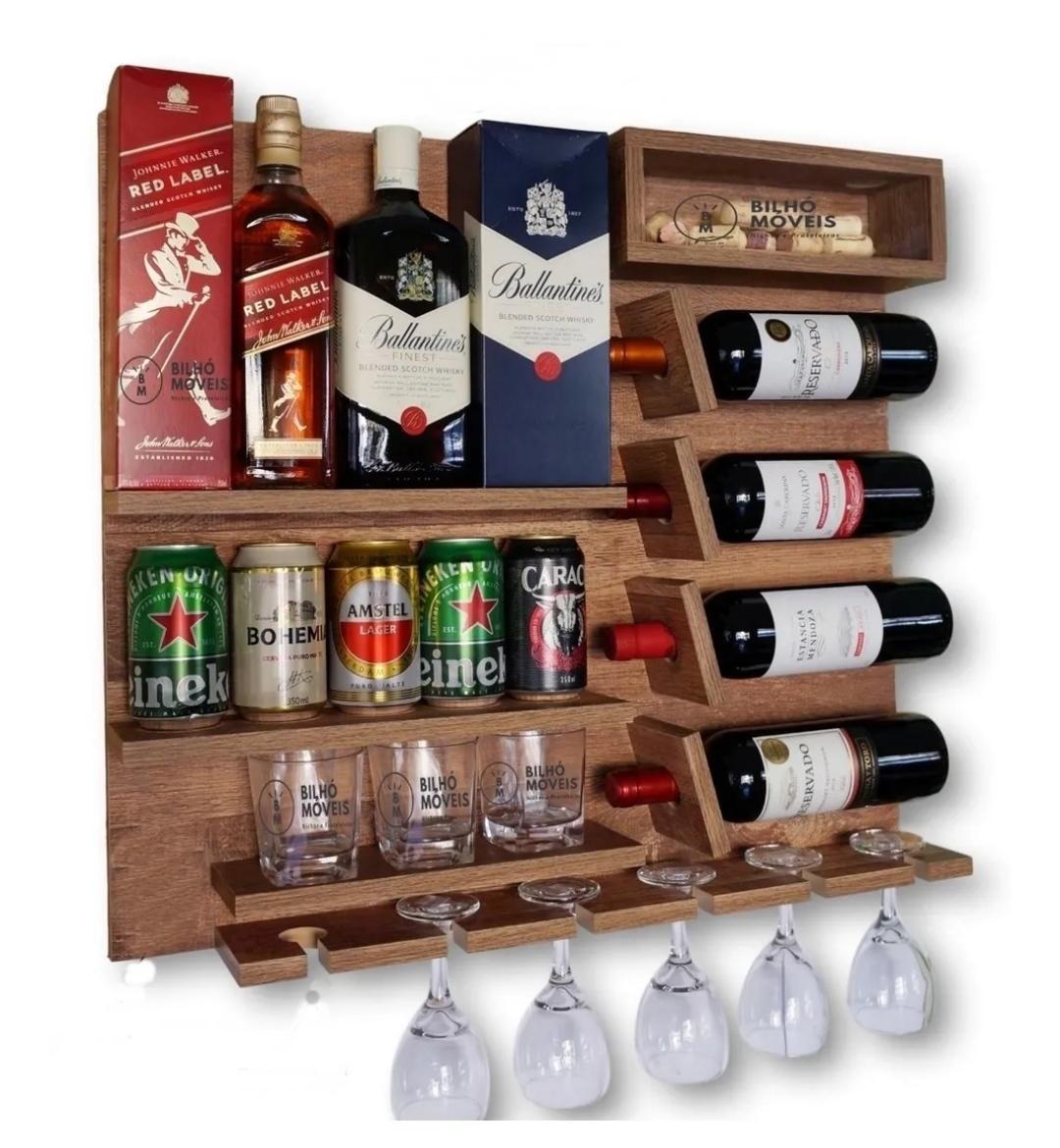 Miniatura Bar Parede Adega Barzinho Decoração 100% Mdf Branco - Bar - Mdf, madeira