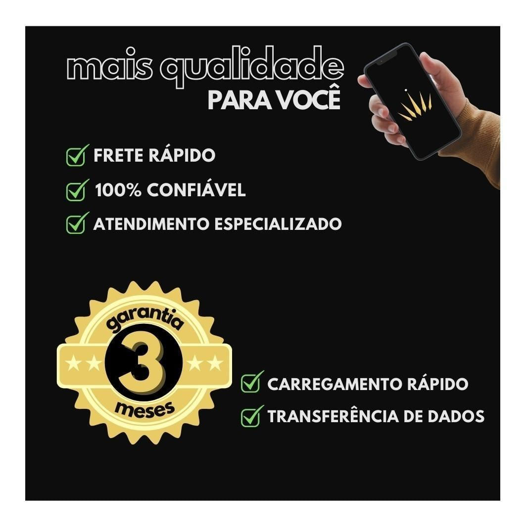 Carregador Turbo Hrebos p/ Moto G6 Play - Cabo 1m e Fonte
