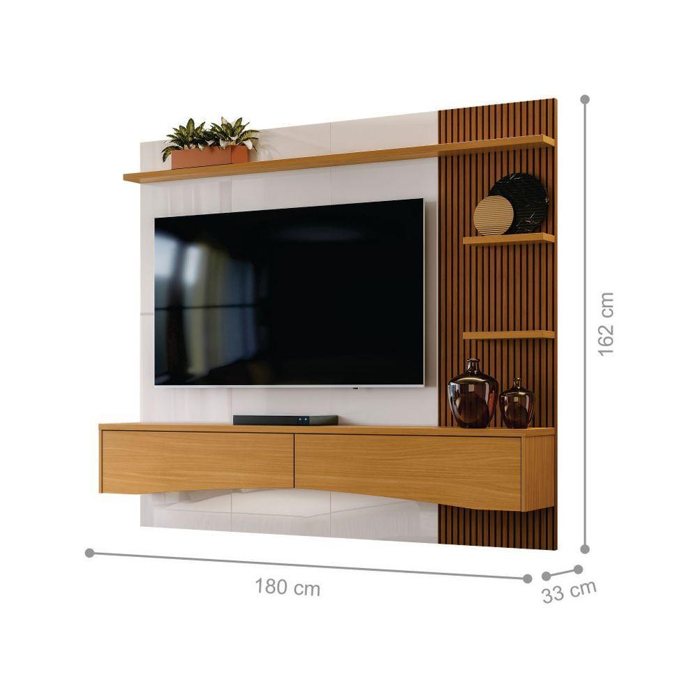 Miniatura Painel Com Prateleira Lusaca Off White Perolizado E Tauari