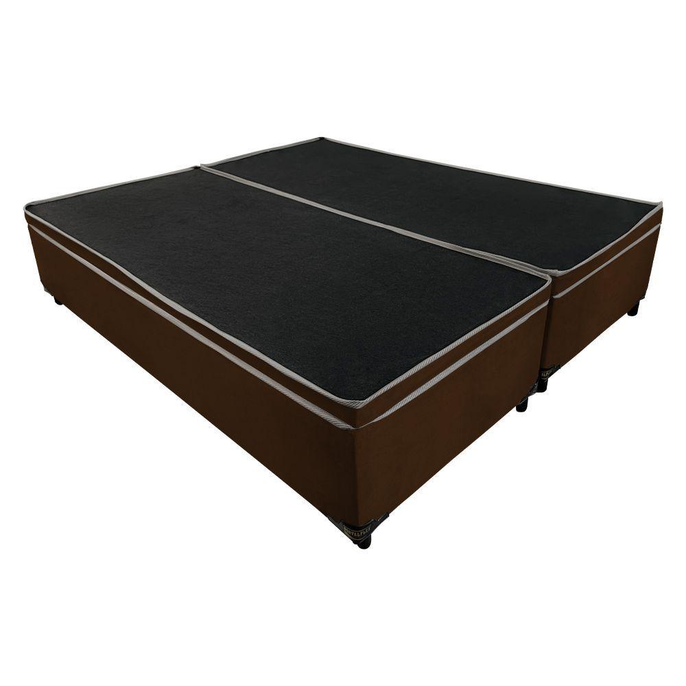 Miniatura Base Cama Box Bau Articulado King 2,03x1,93x0,40 Suede E Marrom