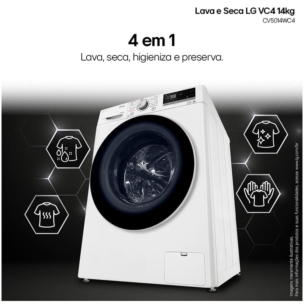 Miniatura Lava & Seca 14 Kg LG Smart com Inteligência Artificial AIDD™ Branca com 13 Programas de Lavagem - CV5014WC4 110