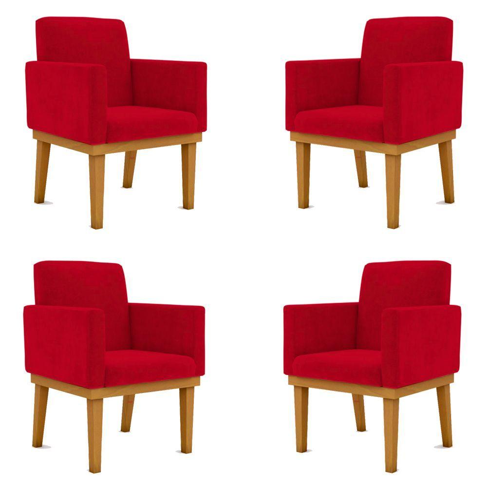 Miniatura Kit 4 Poltronas Vermelha Reforçadas Penteadeira Quarto