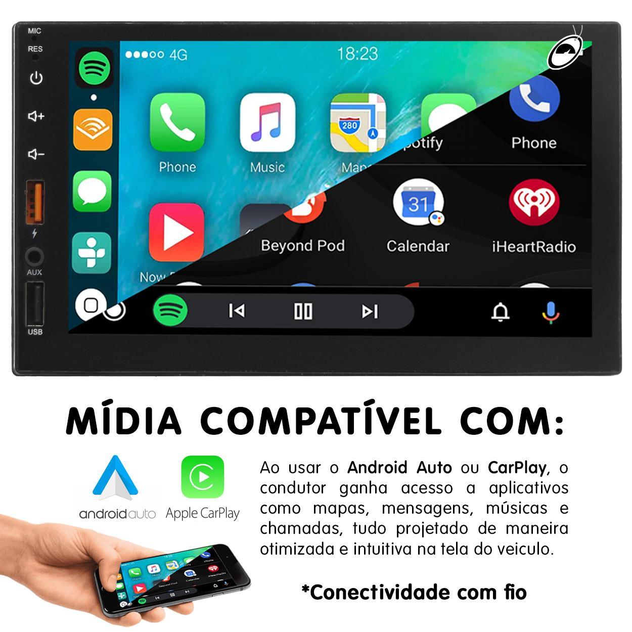 Miniatura Multimídia Mp5 2 Din 7 Polegadas Hr-5407 Hurricane Android