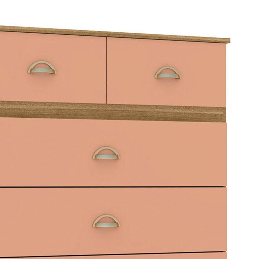 Miniatura Cômoda 5 Gavetas Estilo Retrô 91cm Ziza V02 Nature-camarim - Mpozenato