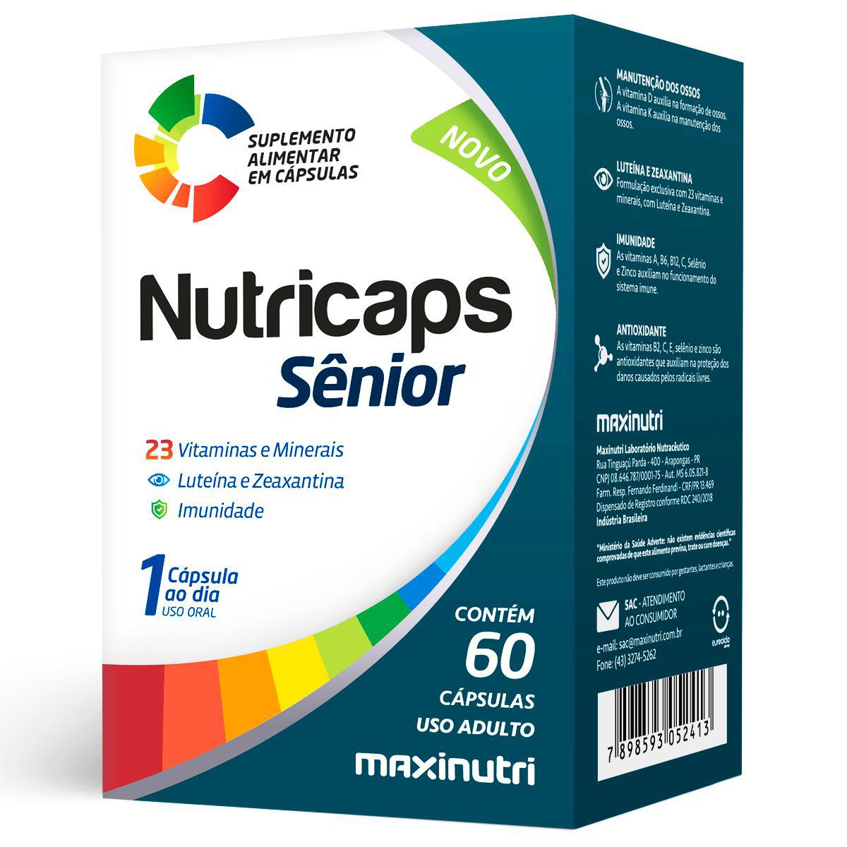 Miniatura Nutricaps Sênior 60 Cápsulas Maxinutri Neutro