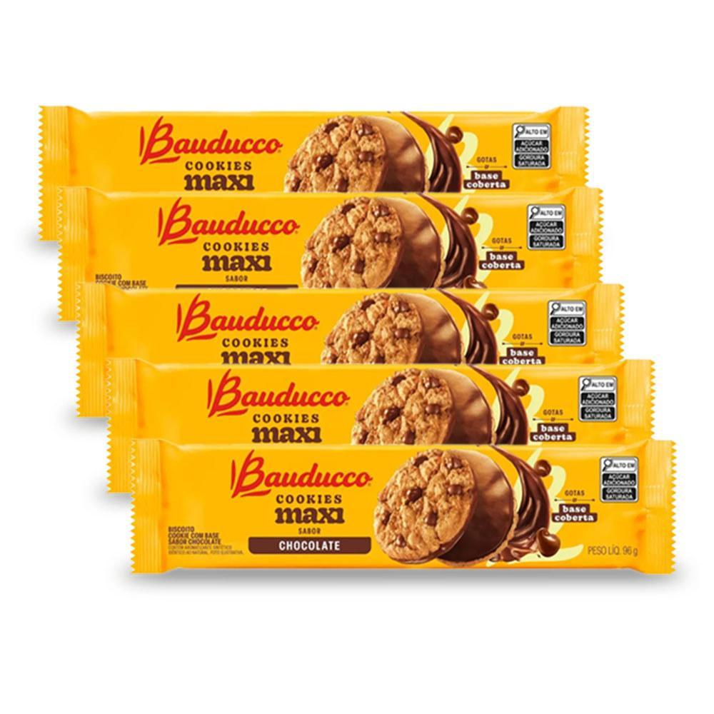 Miniatura Cookies Bauducco Maxi Chocolate Kit 5 Pacotes De 96G
