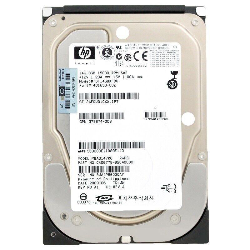 Miniatura Hd Sas Hp 146Gb 15K 3.5 Df146Bafdu 481653-002 375874-006 Rec