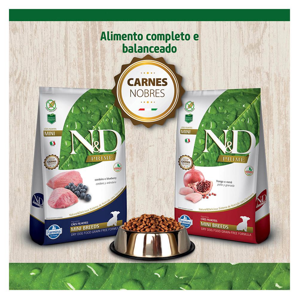 Miniatura Ração Farmina N&D Prime Cordeiro e Blueberry Cães Filhotes Raças Pequenas - 800 g