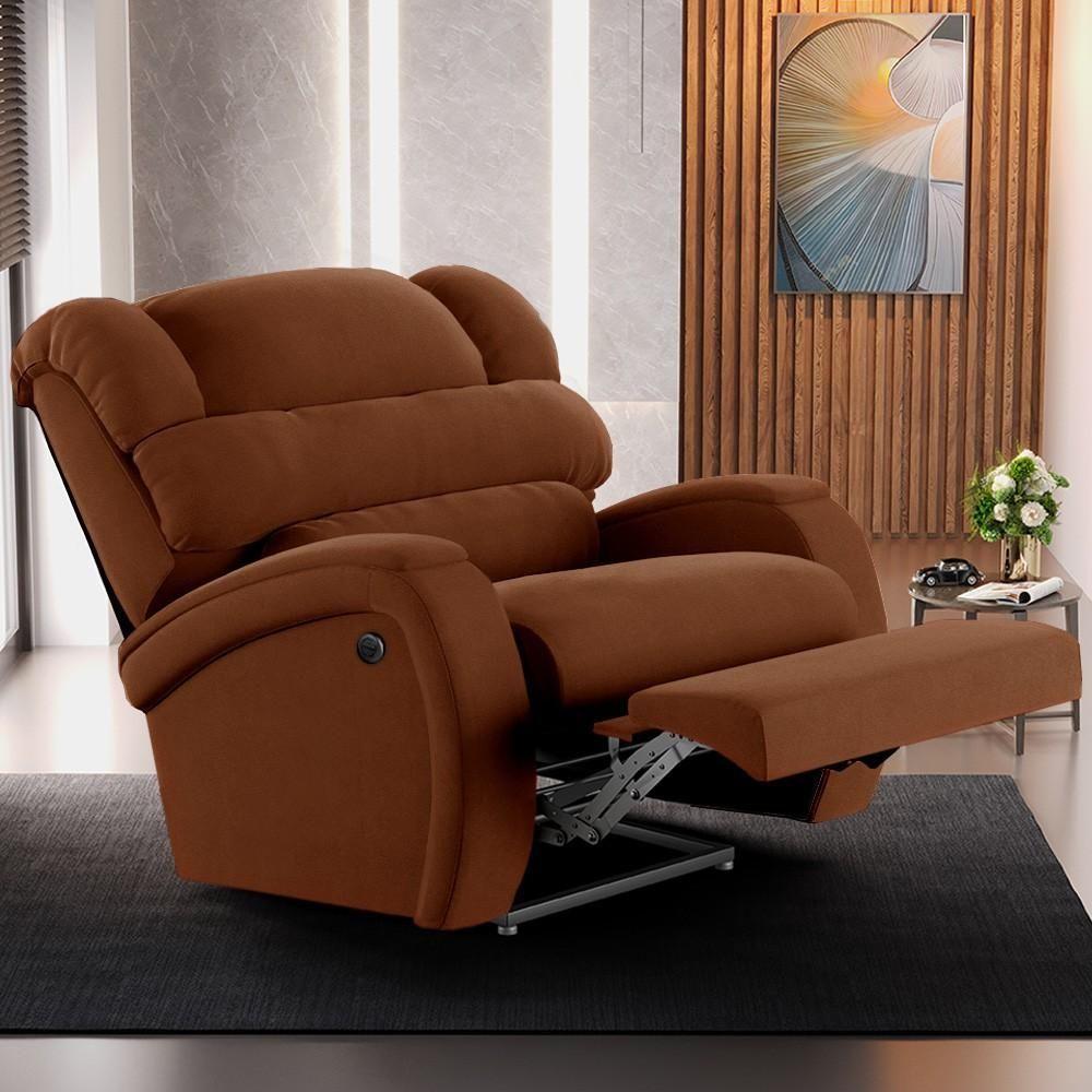 Miniatura Poltrona Do Papai Reclinável Kalie Power Elétrica Massagem Fh9 Veludo Terracota - Mpozenato
