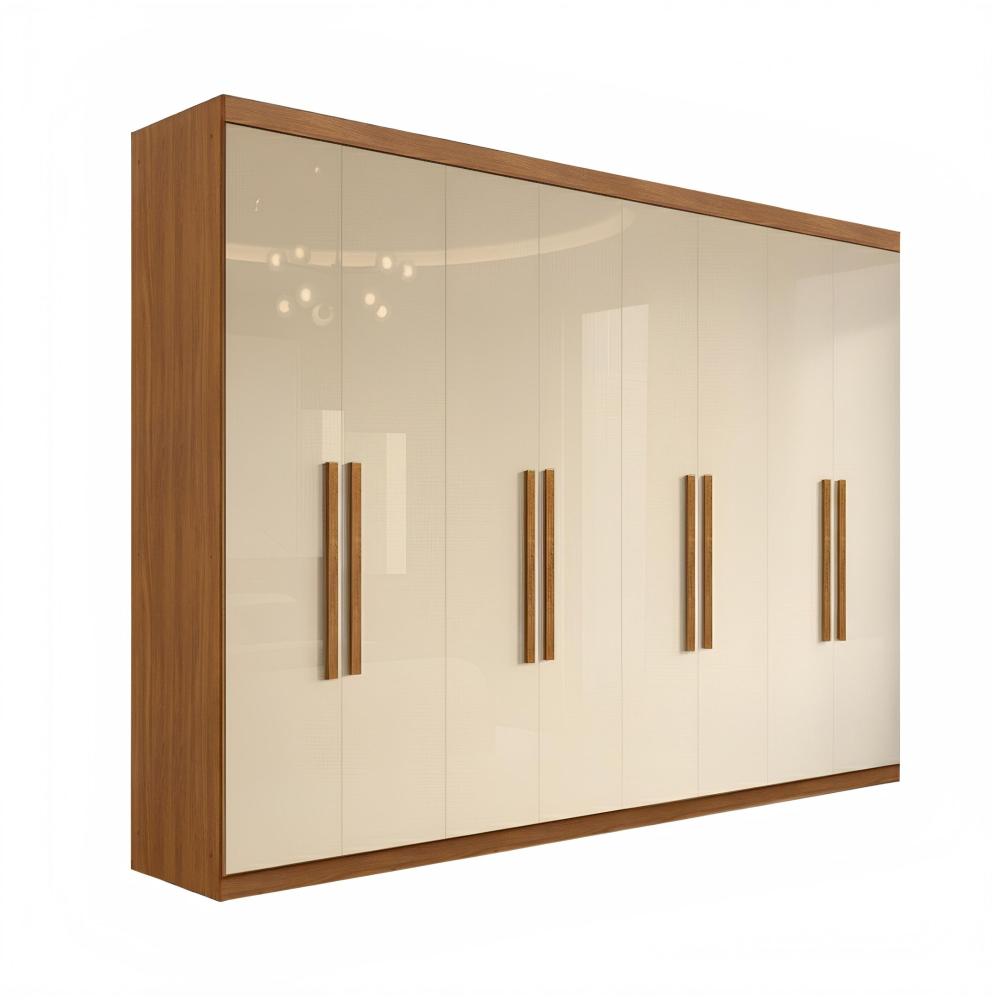 Miniatura Guarda Roupa Casal 8 Portas 4 Gavetas Paris Espresso Móveis Guarda-roupa Paris 8p 200x237x47 Cm Cinamomo/Off White