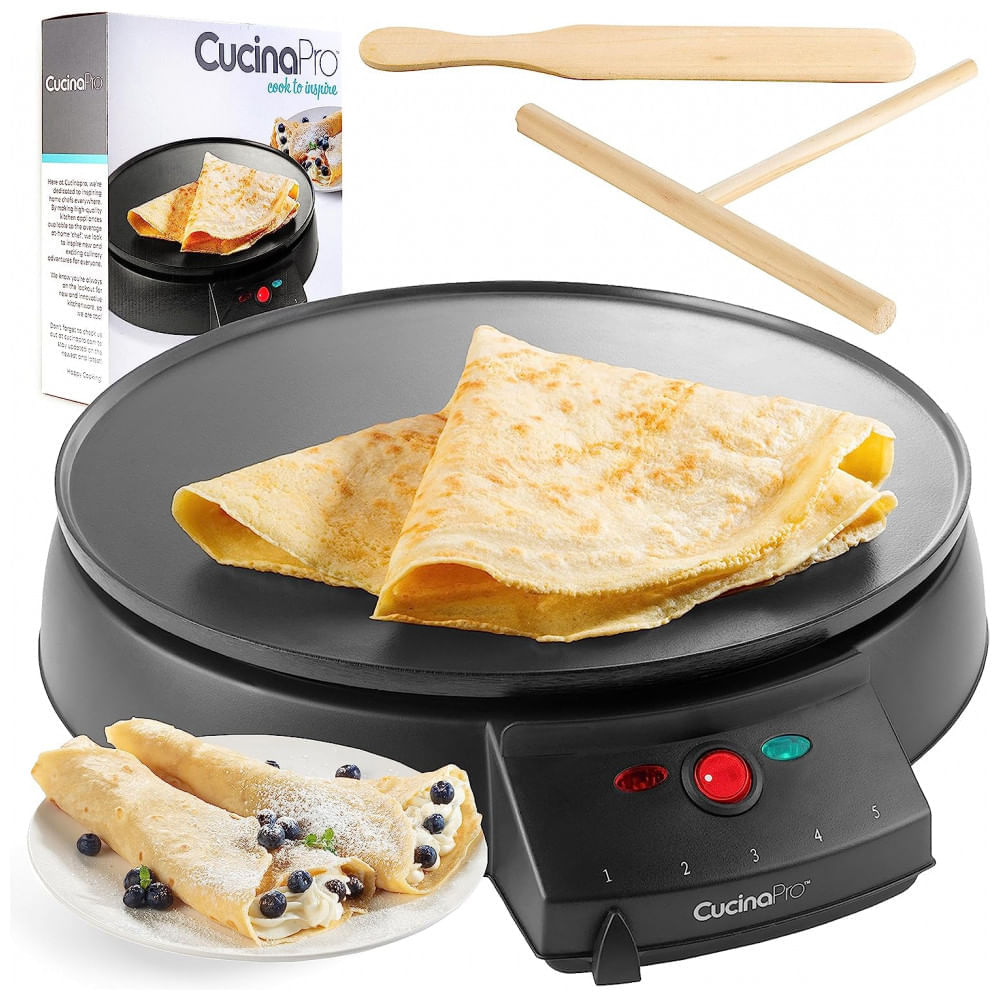 Miniatura Máquina de Crepe Elétrica antiaderente, 1000W, 110v, CUCINAPRO 1448, Rosa