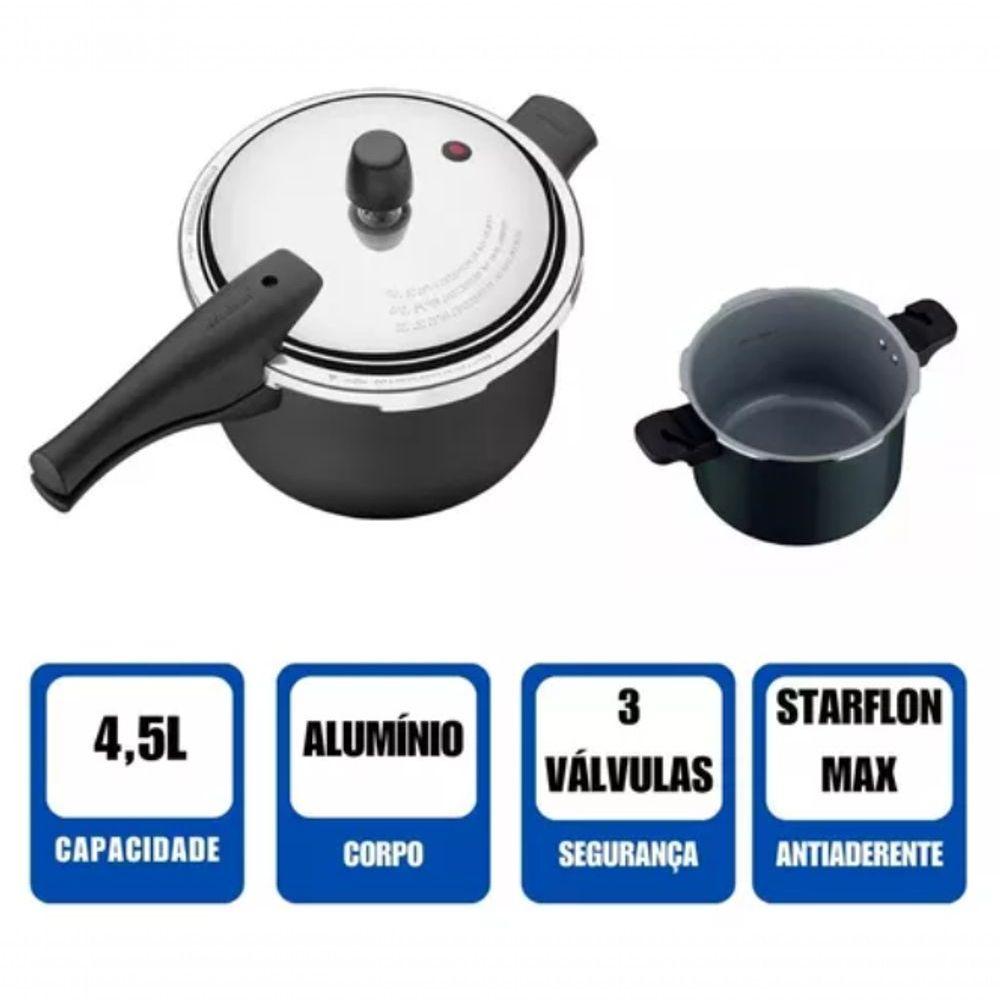 Miniatura Panela De Pressao Tramontina 4.5l Ultra Duravel - Preta