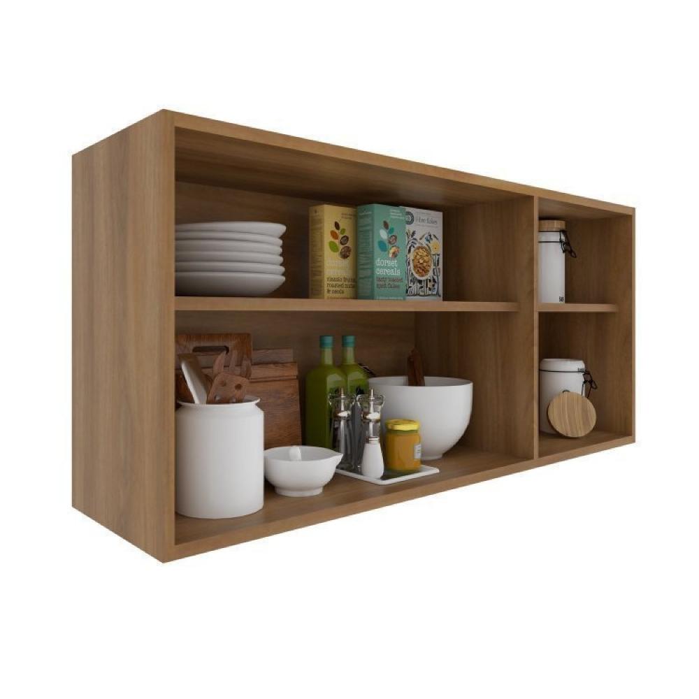 Conjunto de Cozinha Modulada 4 Peças 11 Portas 1 Gaveta Thalita Moveis Sul Nogal Manchester/Preto