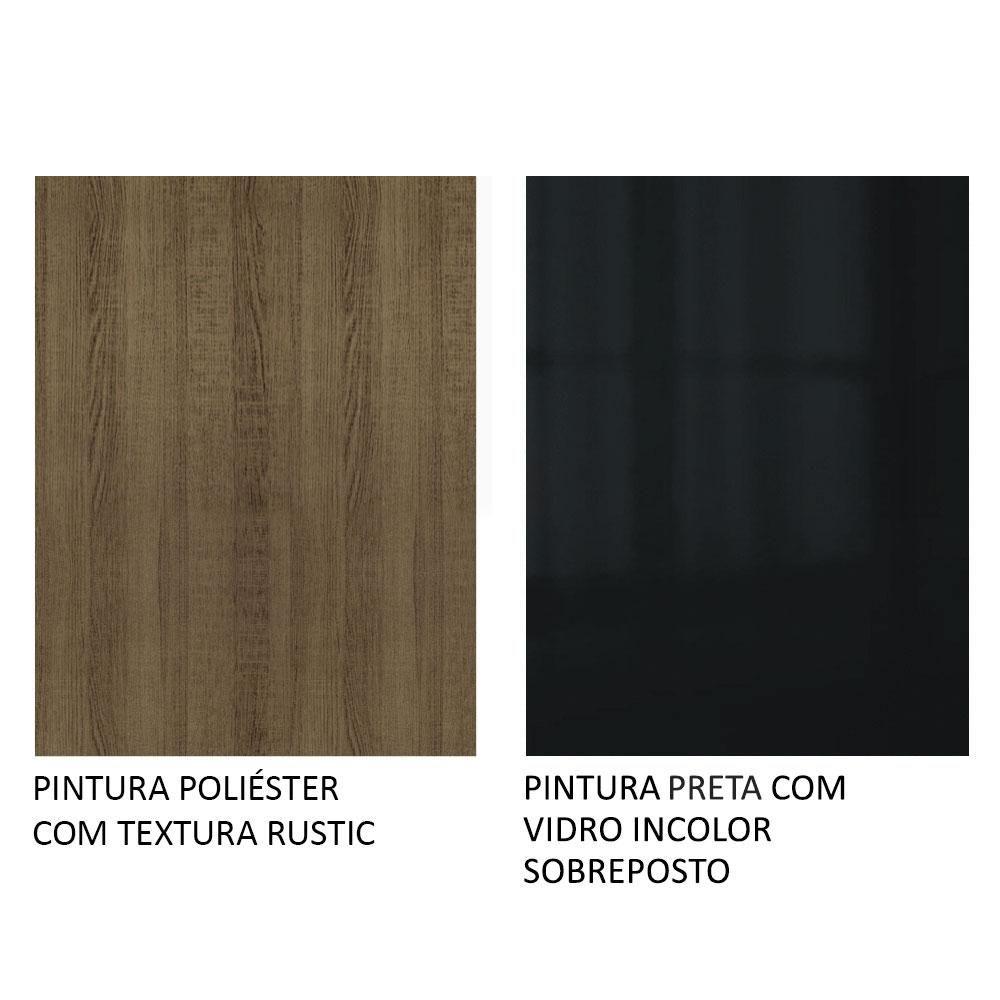 Armário Aéreo Madesa Lux 60cm 1 Porta Rustic e Preto