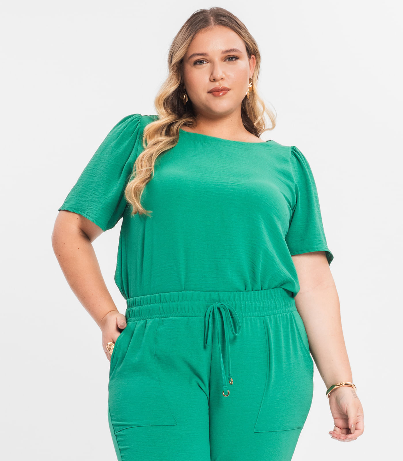 Miniatura Blusa Feminina Lisa Secret Glam Verde Plus G1