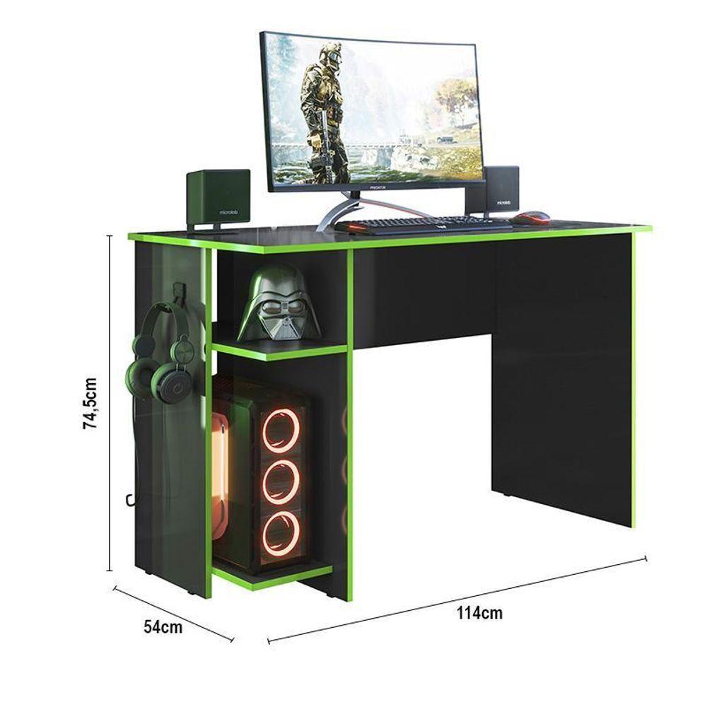 Miniatura Mesa Para Computador Gamer 3875 Preto Fosco-verde - Qmovi Preto Fosco-verde