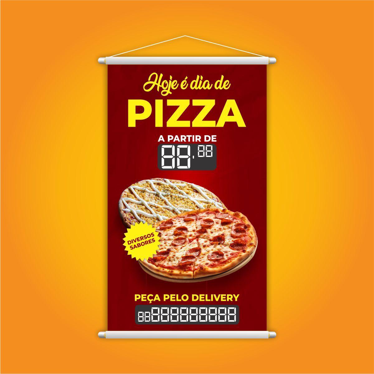 Miniatura Banner Dia De Pizza Delivery Sabores Preço Fone 60X40Cm