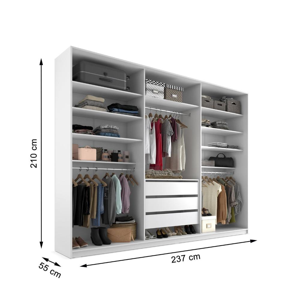 Miniatura Closet Casal 100% Mdf Bp 237cm 3 Gavetas Monreale Branco