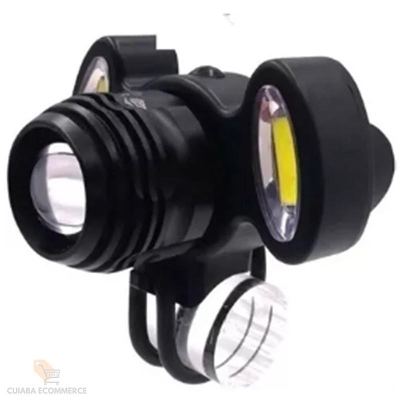 Miniatura Farol Bicicleta Bike Cabeça 3 Led Foco Recarregável Lanterna