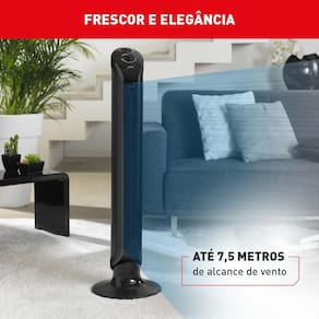 Miniatura Ventilador de Torre Arno Eole Infinite NEOL 40W 3 Velocidades Silencioso Preto 110V