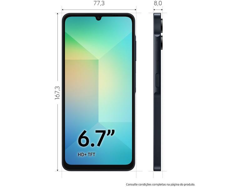 Miniatura Smartphone Samsung Galaxy A06 128GB 4GB RAM Azul Escuro 6,7" Câm. Dupla + Selfie 8MP
