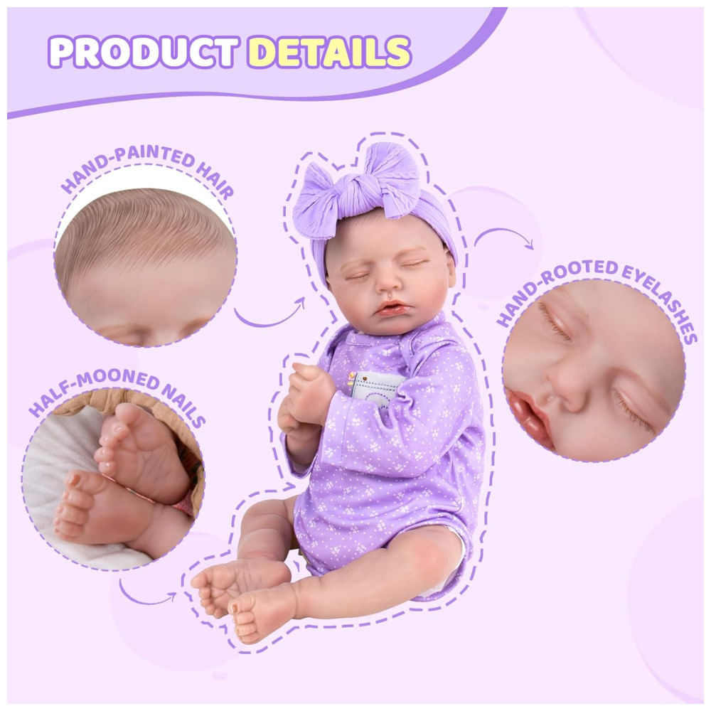 Bebê Recém-Nascido Newborn, Bonecas Realistas Aori  de 50 cm: Conjunto de Presente de Companhia Ideal