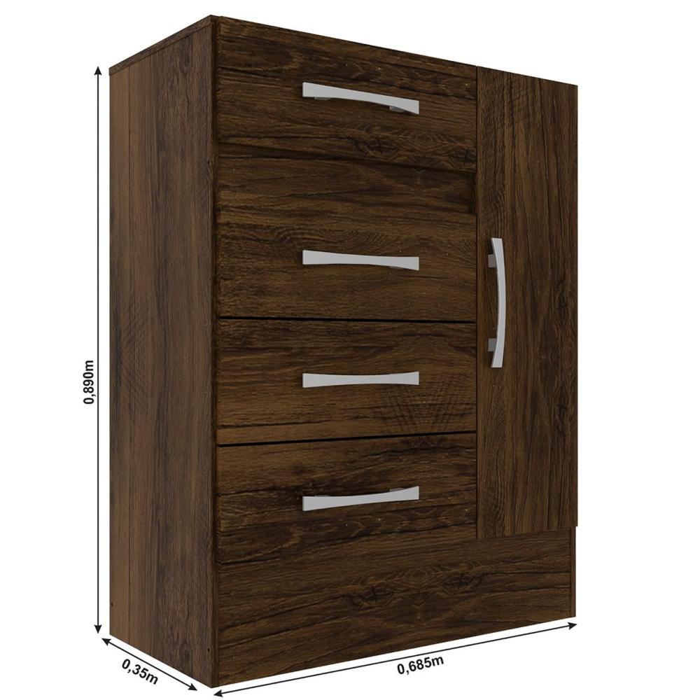 Miniatura Cômoda Sapateira Grande 4 Gavetas 1 Porta Cacau