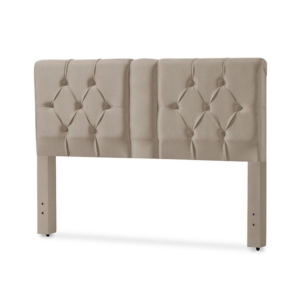 Miniatura Cabeceira Cama Box Emma Queen 160cm X 125cm Suede Bege - Cor: Bege