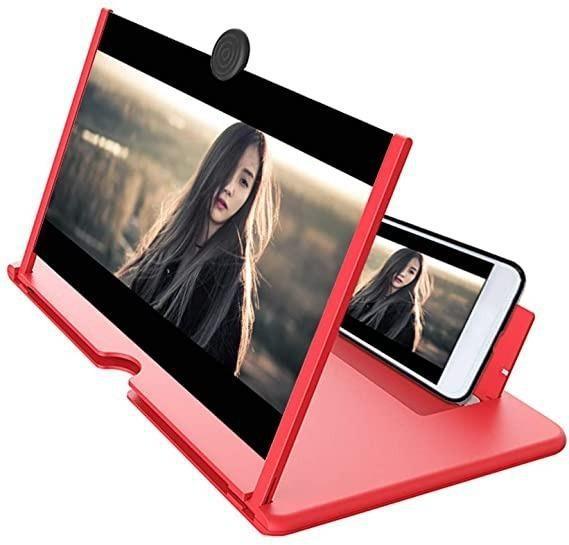 Miniatura Lente Aumento Tela 3D Suporte Zoom Celular Vermelho