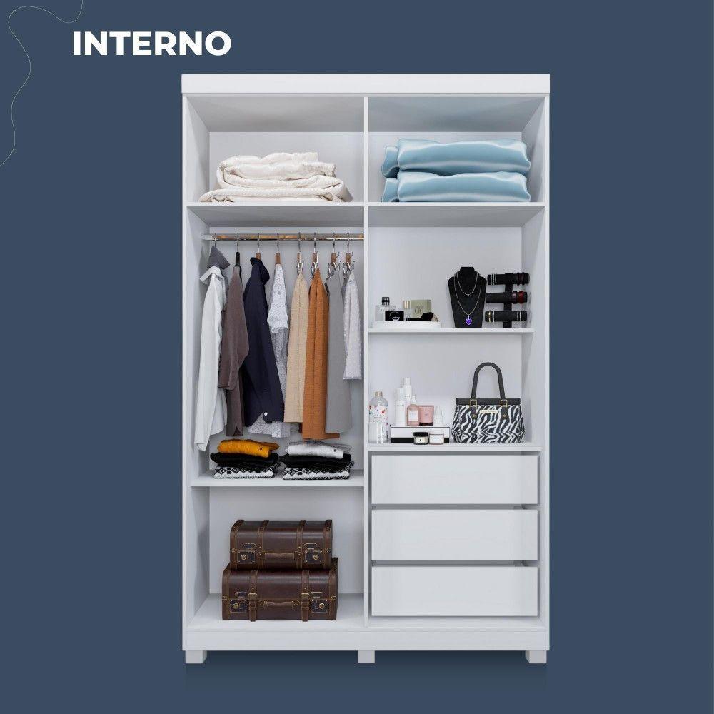 Miniatura Guarda Roupa Milão 4 Portas 3 Gavetas Em Mdp Benetil Móveis Branco