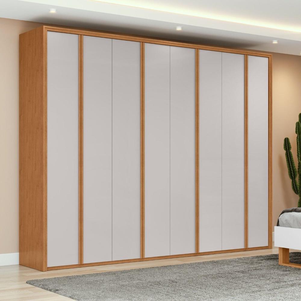 Miniatura Guarda-roupa 8 Portas 6 Gavetas 100% Mdf Ergon Amêndoa Clean/Off White