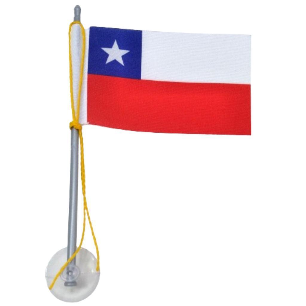 Miniatura Mini Bandeira Chile Ventosa Poliéster 5,5Cm X 8,5Cm 15 Cm