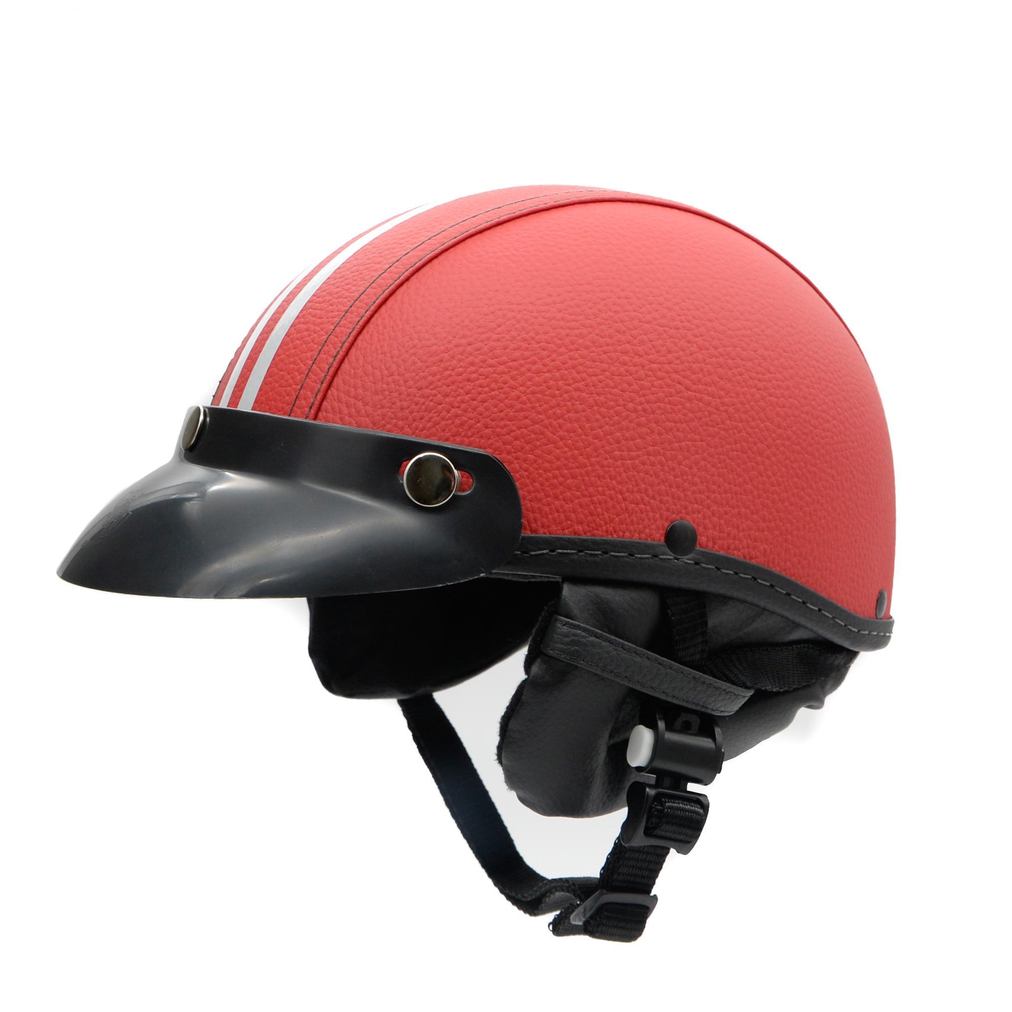 Miniatura Capacete Coquinho Scooter Moto Elétrica Bike Couro Vermelho