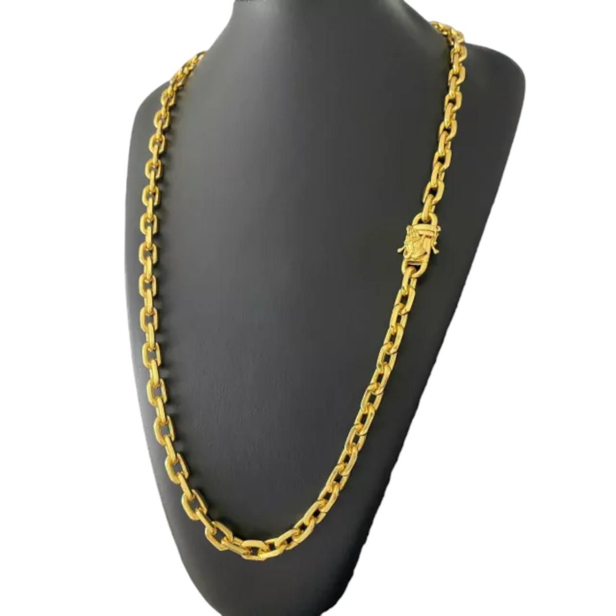Miniatura Cordão Cadeado 8Mm Fecho Mão Rezando - Banhado A Ouro 18K