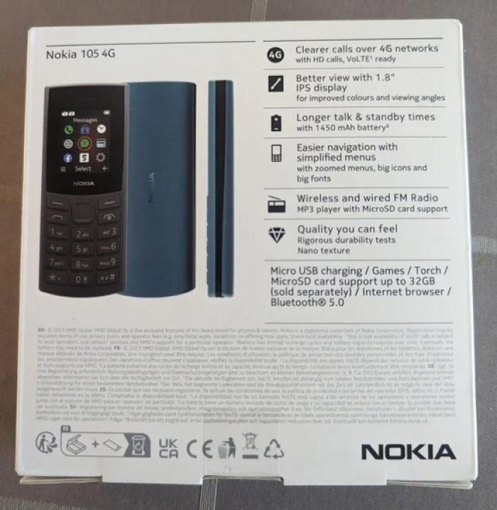 Celular Nokia 105 4G Dual Chip Idoso Câmera Mp3 Tela 1.8