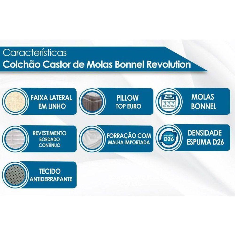 Miniatura Cama Box Queen: Colchão Molas Bonnel Castor Revolution + Base Crc Suede Brown(158X198)