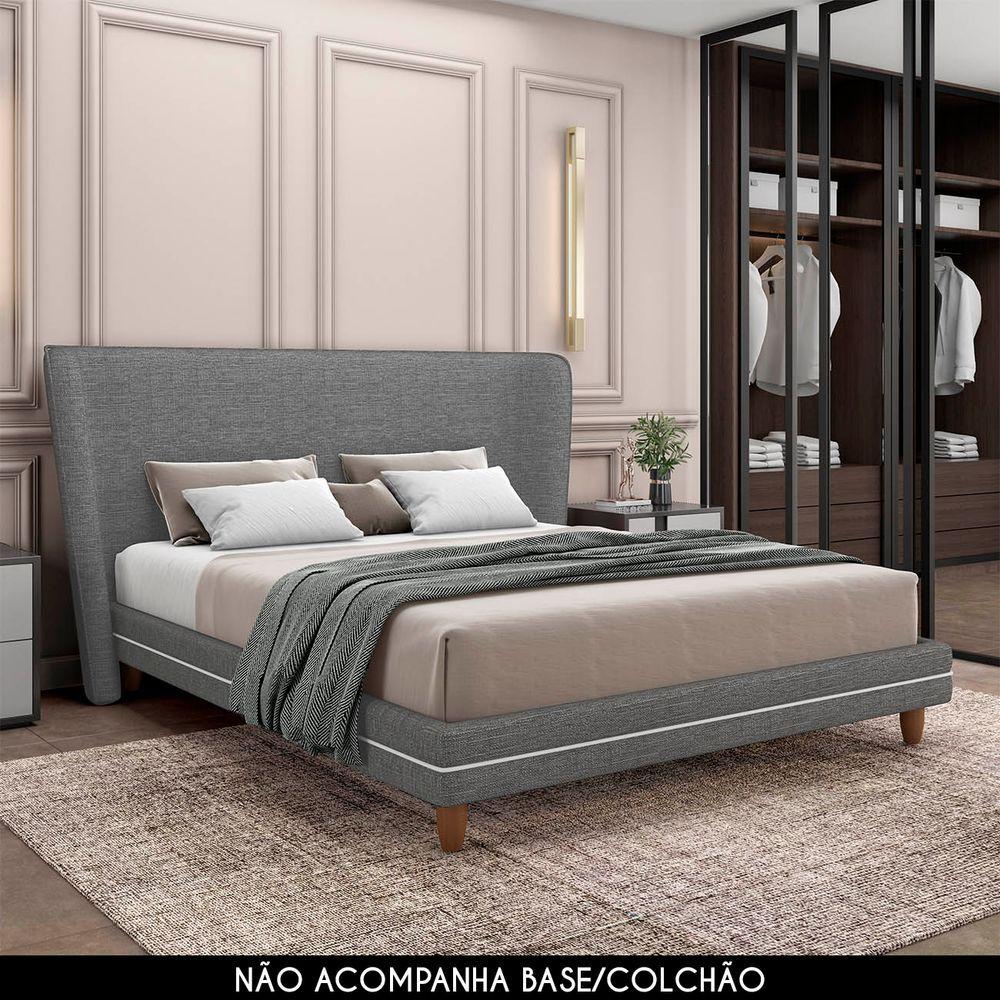 Cabeceira Cama Box King 195cm Nicea P02 Linho Cinza - Mpozenato