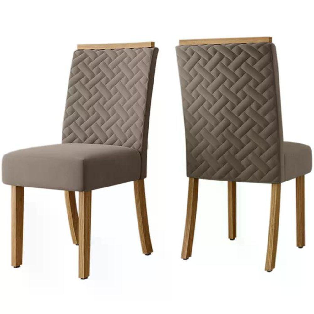 Miniatura Kit 2 Cadeiras Estofadas Si24 Veludo Nature Marrom Amendoa