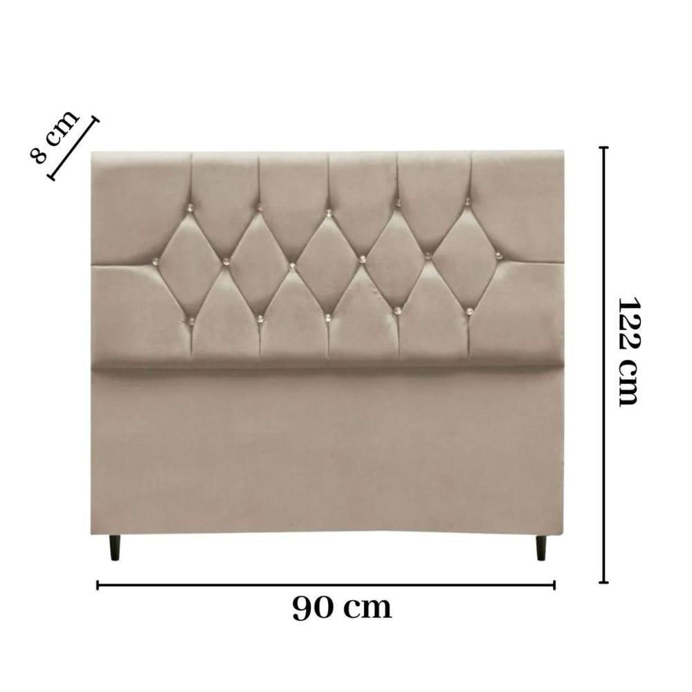Miniatura Cabeceira Cama Box Estofada Solteiro 90 Cm Geovana Suede Bege