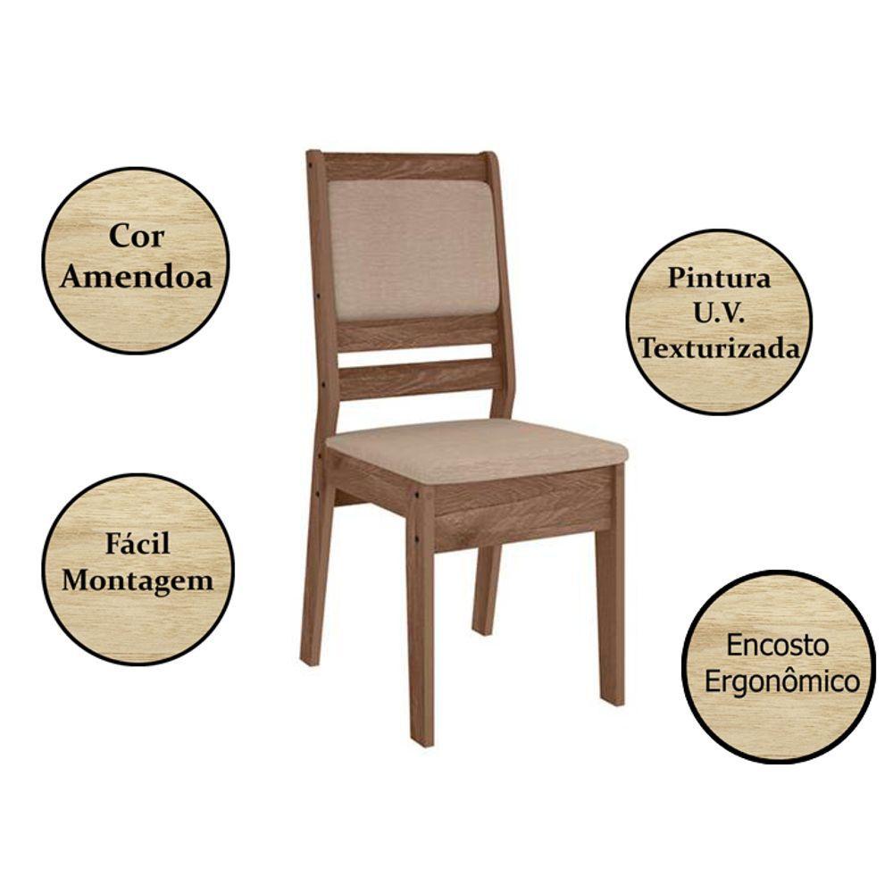 Miniatura Conjunto Mesa Sala Jantar 6 Cadeiras 1,35M Genebra Amêndoa