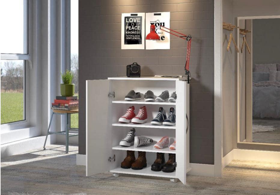 Miniatura Armário 2 Portas Sapateria Com Rodinha Branco Mod03 72x60cm