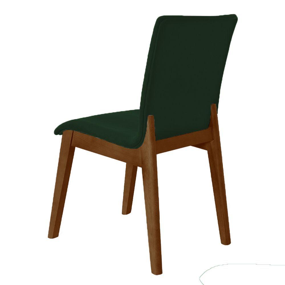 Miniatura Kit 2 Cadeiras De Jantar Diamante Estofada Em Veludo Verde Base Madeira Maciça Imbuia