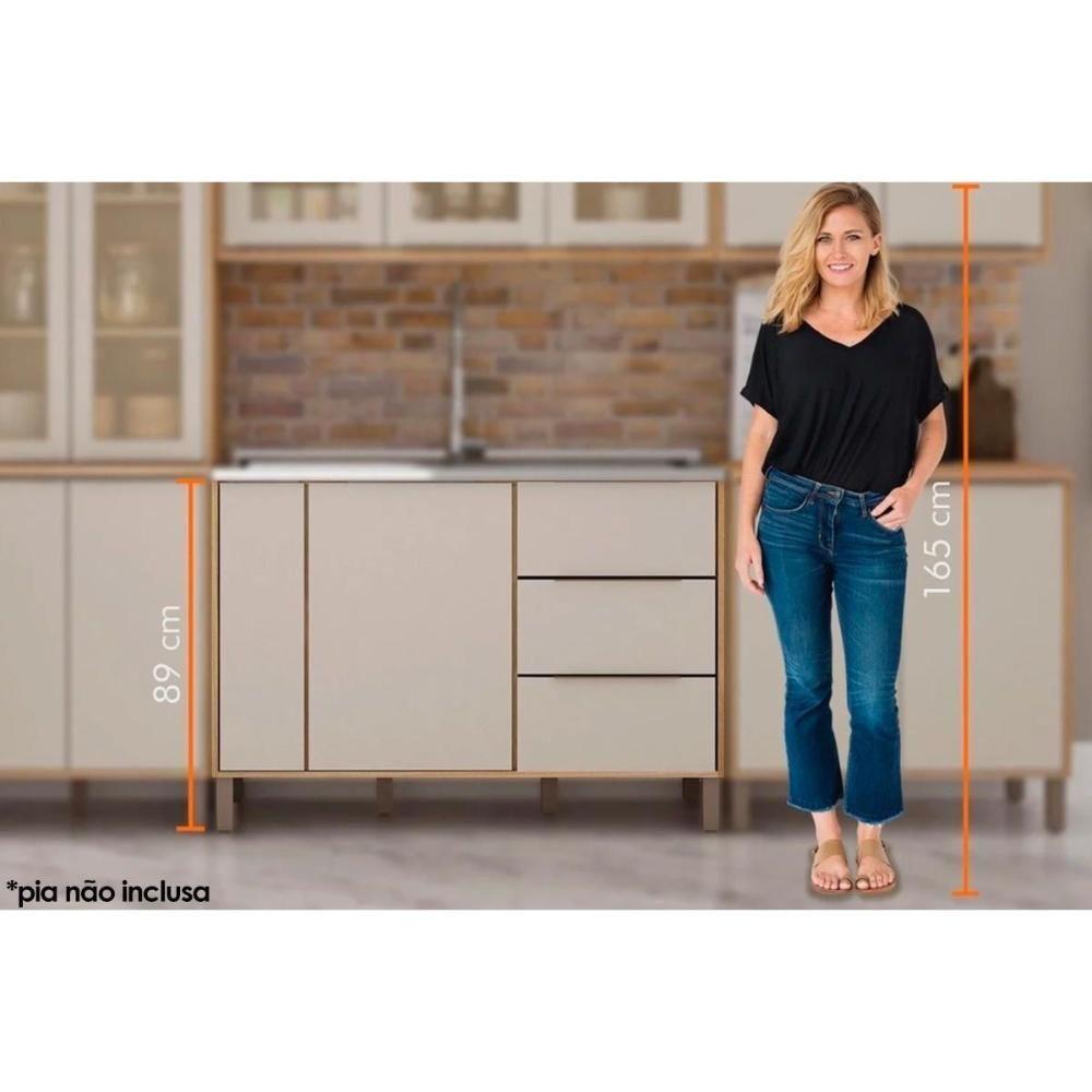 Miniatura Gabinete De Cozinha Modulado Balcão Itália P-pia 2 Portas E 3 Gavetas120cm Cinamomo - Valdemóveis