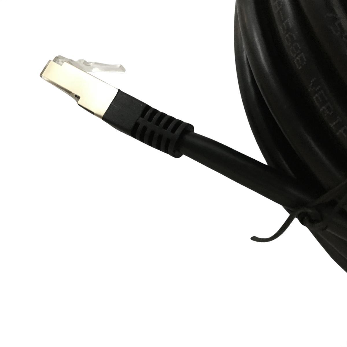 Miniatura Cabo De Rede Cat7 Plug 90 Graus Para Cima Preto - 10 Metros