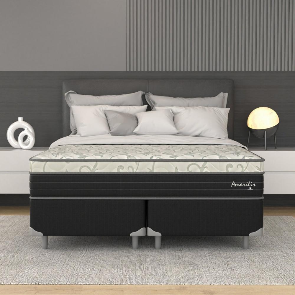 Miniatura Cama Box Queen D33 1,58x1,98x53cm Amarílis Montreal Branco/Preto