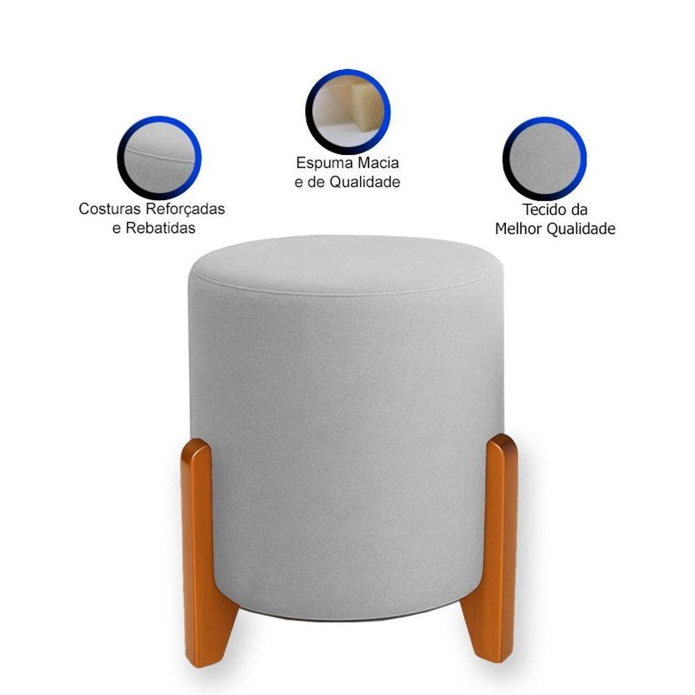 Miniatura Kit 2 Puffs Orgânicos Boucle Thor Com Pés De Madeira - 7 Decor Prata