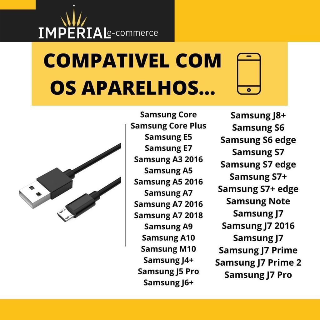 Miniatura Cabo Carregador Micro USB Reforçado 1M - Samsung J7, S7