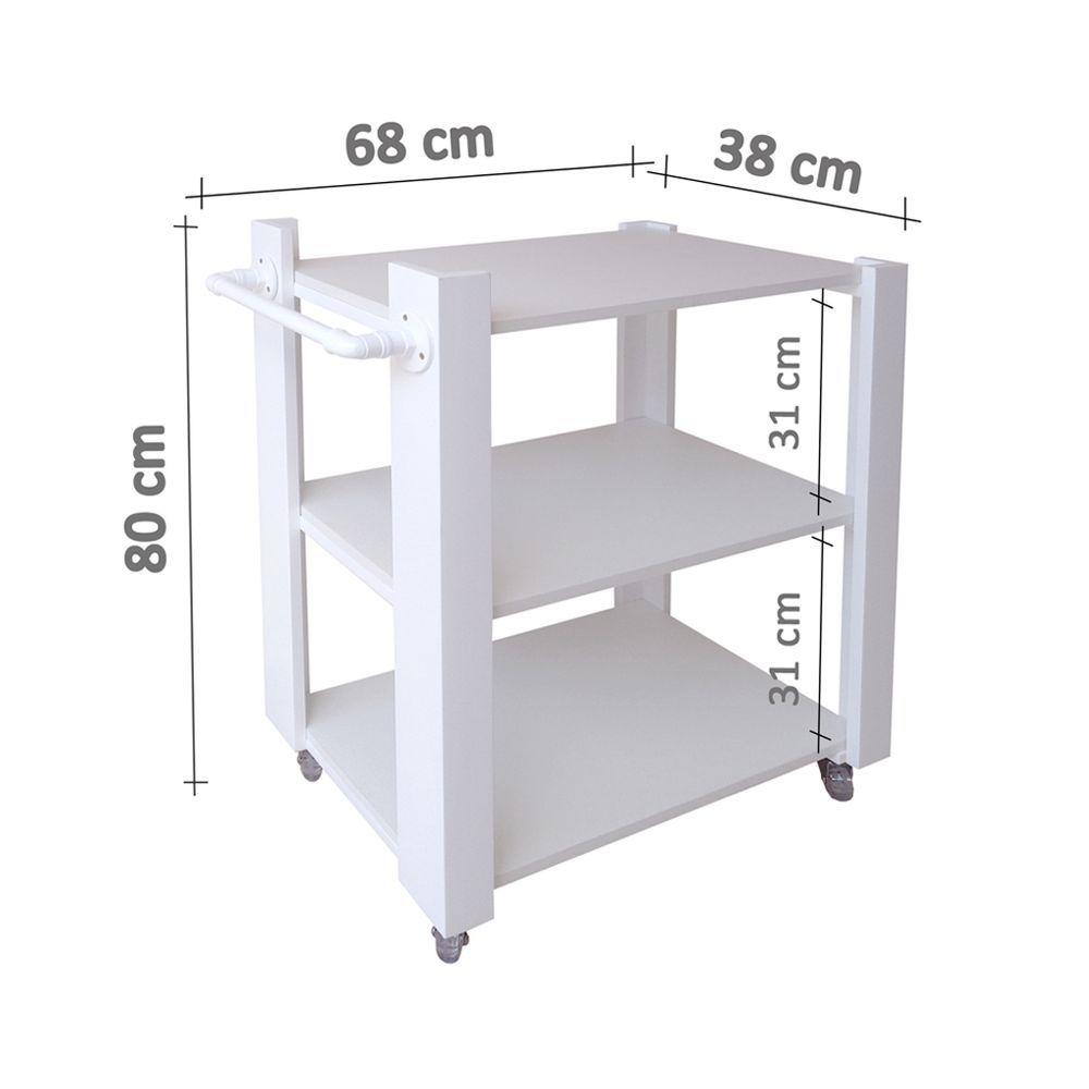 Miniatura Carrinho Bar Adega Mesa Auxiliar De Apoio Churrasqueira Cozinha Sala Multiuso Branco