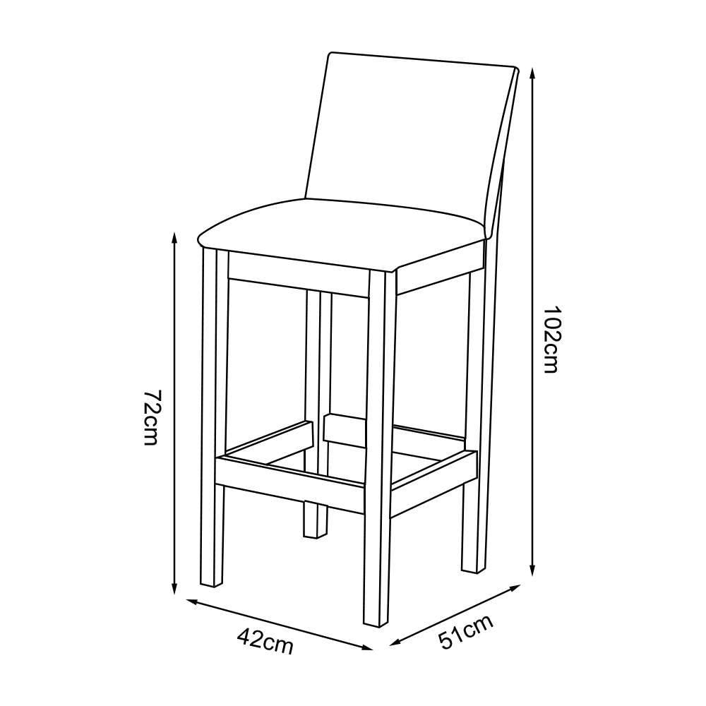 Miniatura Banqueta Alta Pérola Com Encosto Estofada Em Veludo Bege Madeira Maciça Castanho Bege